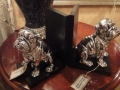 Pair of Silver Effect on Black Base Bulldog Bookends