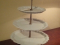 White Porcelain & Bronze 3 Level Cake Stand