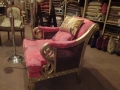 Armchair with Bergere Silver Sides Upholstered in Sari Fuschia (Custom)